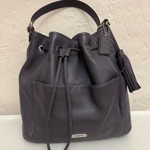 COACH Avery Gray Drawstring Bucket crossbody bag